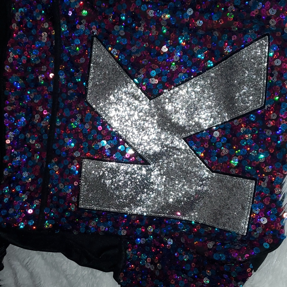 Justice Sequin Intital K Messenger Book Bag - Picture 5 of 12